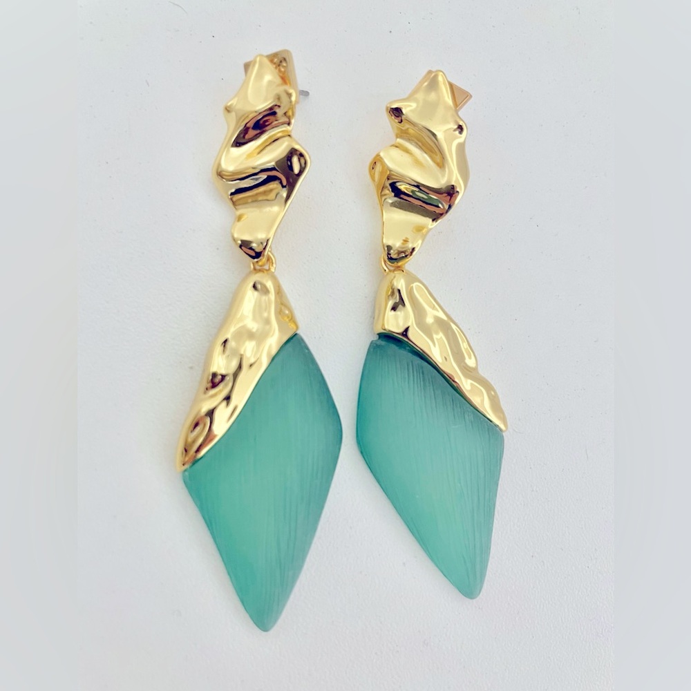 Alexis Bittar Green/Turquiose/Teal Drop Earrings.